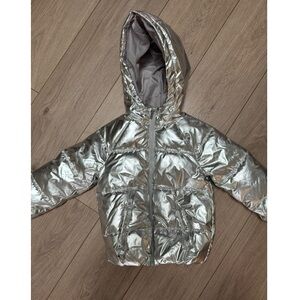 Old Navy Metallic Silver Kids Puffer Jacket